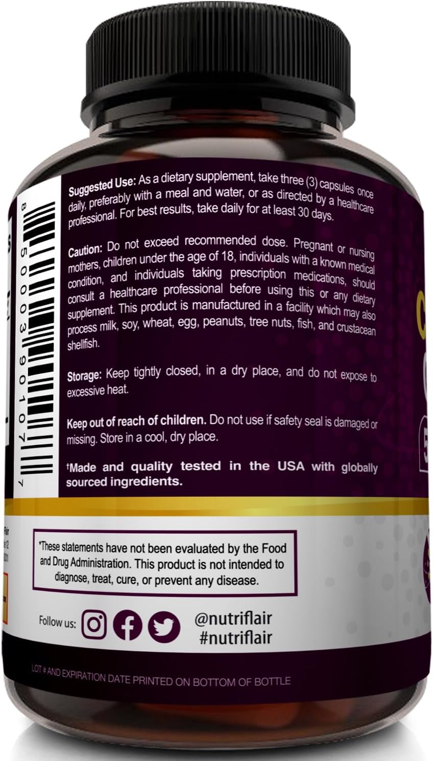 NutriFlair Multi Collagen Peptides 2250mg Capsules - Type I, II, III, V, X - Supplements for Hair, Skin, Nails - Hydrolyzed Protein - Non-GMO