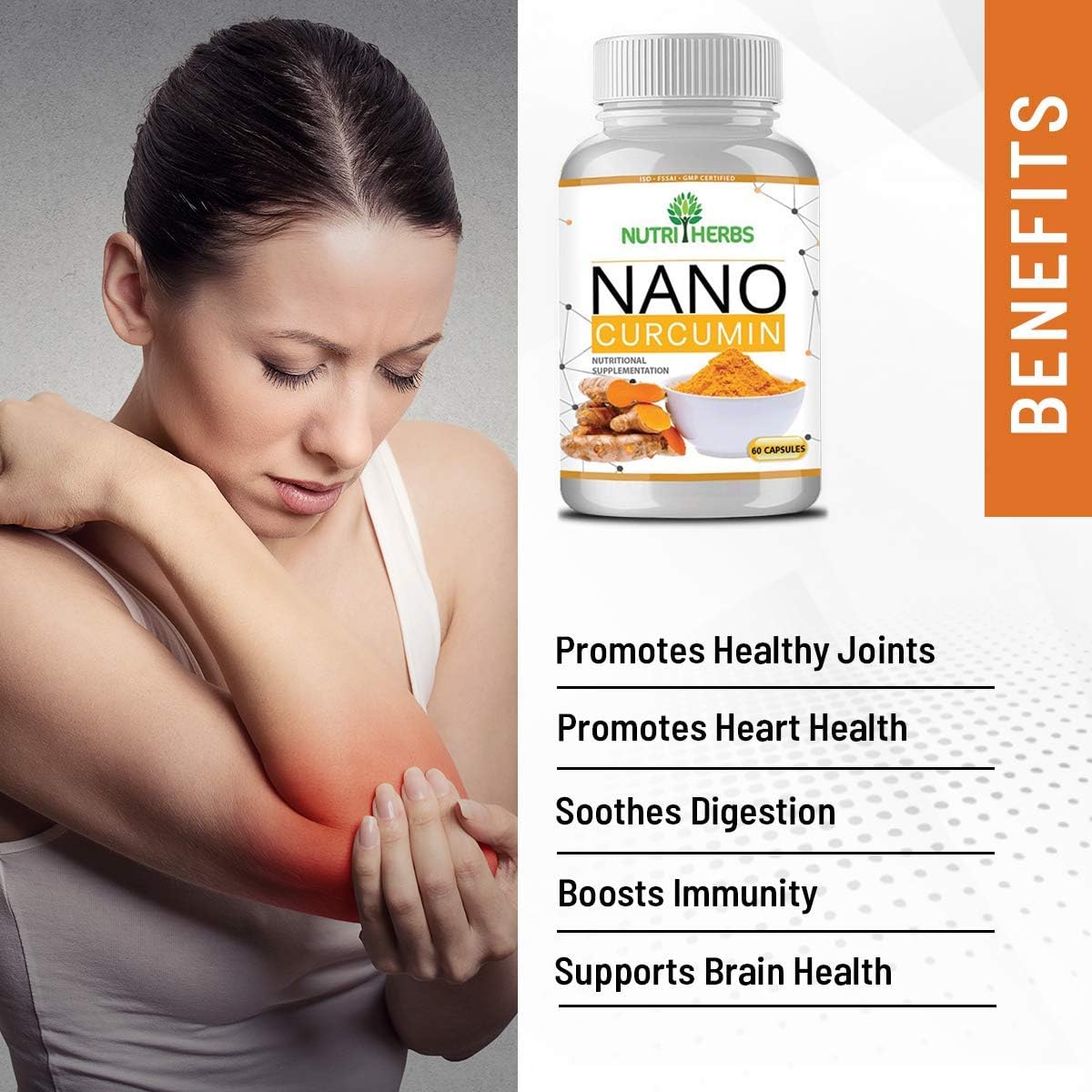 Nutriherbs Nano Curcumin Longa - Turmeric Extract Capsules for Men & Women - Kaxilu Dharma Supplement