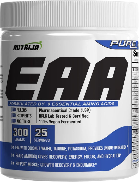 NutriJa EAA Supplement with Coconut Water & Lychee Flavor - 300g Hydration Blend & Energy Matrix with 9 Essential Amino Acids