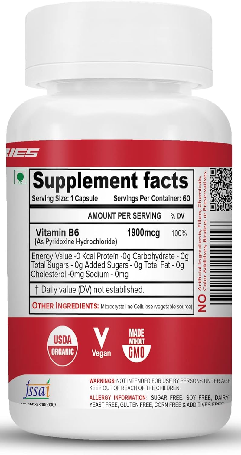 NutriJa Vitamin B6 Capsules - 120 Capsules for Daily Health Support