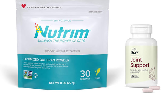 Nutrim Oat Bran Powder and FruiteX-B Tart Cherry Capsules Bundle with Beta Glucan for Joint Support
