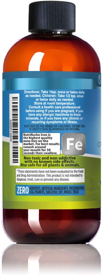 NutriNoche Liquid Iron Supplement - 30 ppm Crystalline Formula for Essential Colloidal Minerals