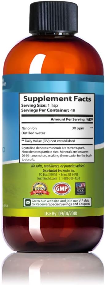 NutriNoche Liquid Iron Supplement - 30 ppm Crystalline Formula for Essential Colloidal Minerals