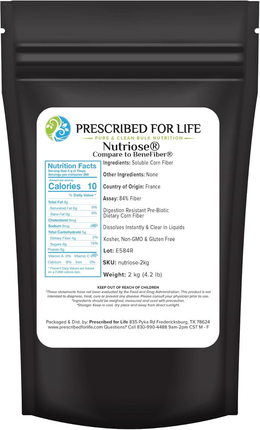 Nutriose Powder 2kg - Natural Prebiotic Soluble Corn Fiber Supplement for Adults - Gluten Free & Vegan - Non GMO - Dietary Fiber Powder