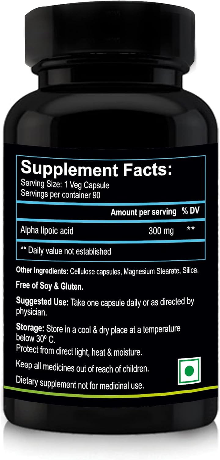 Nutriosys Alpha Lipoic Acid Supplement - 300mg - 90 Vegetarian Capsules - Single Pack
