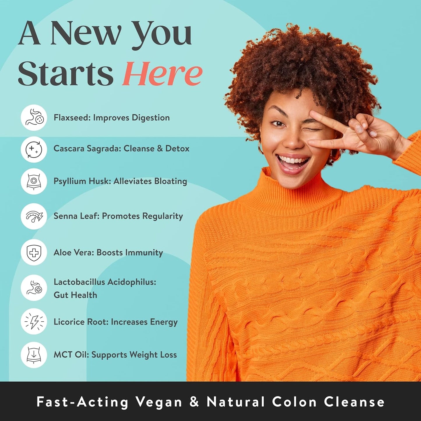 NutriRise Quick Colon Cleanse - 15 Day Gut Health Support with Probiotics & Fiber - Constipation Relief, Regularity, Bloating - Sugar & Gluten Free