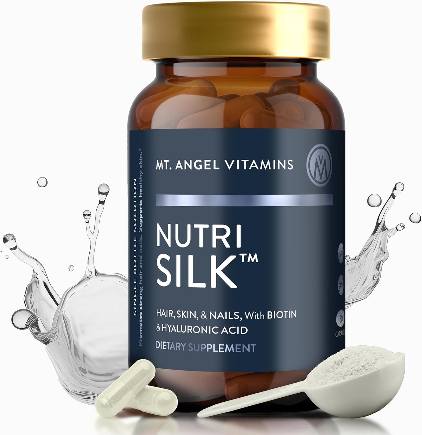 NutriSilk Capsules by Mt. Angel Vitamins: Enhances Hair & Skin Health, Boosts Collagen, 60 B Vitamin Capsules