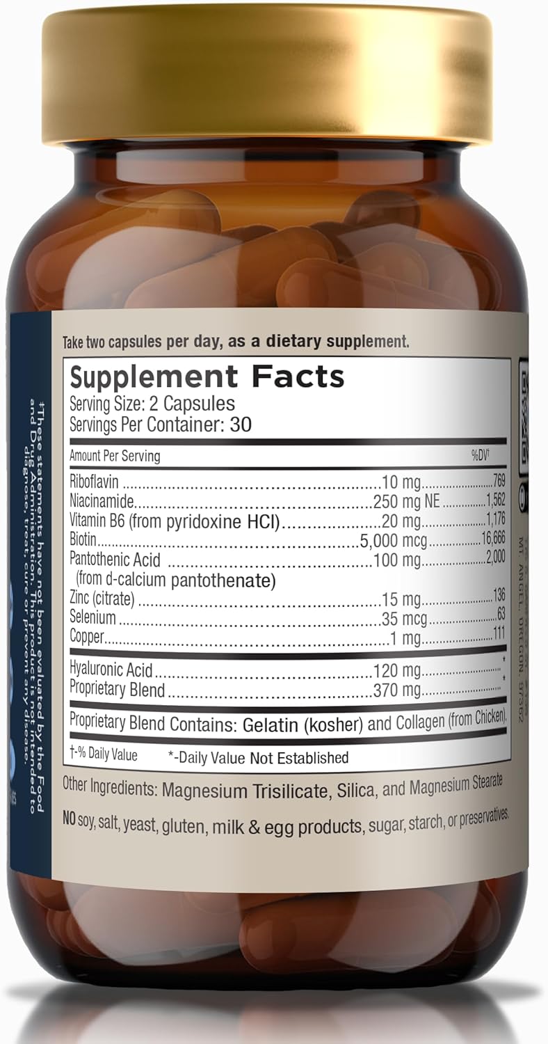 NutriSilk Capsules by Mt. Angel Vitamins: Enhances Hair & Skin Health, Boosts Collagen, 60 B Vitamin Capsules