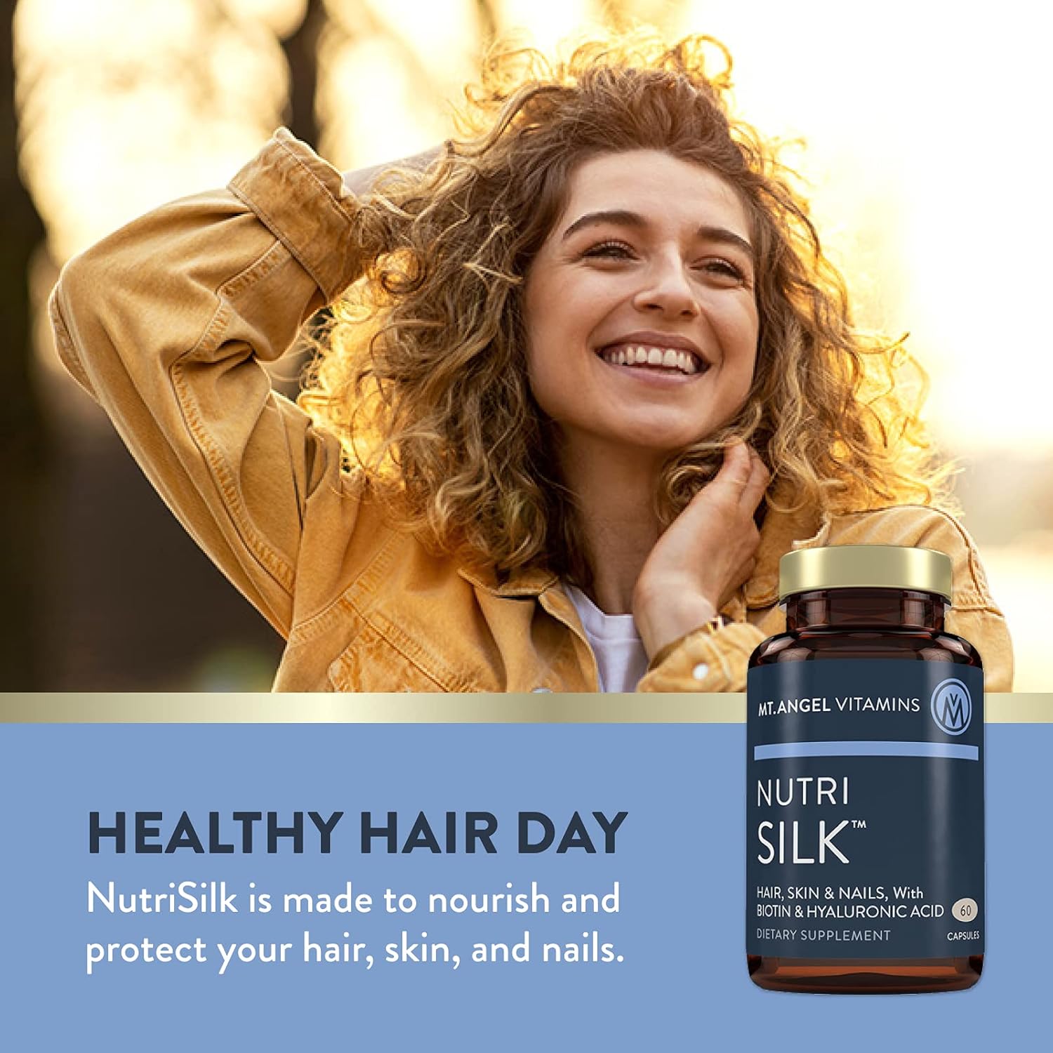 NutriSilk Capsules by Mt. Angel Vitamins: Enhances Hair & Skin Health, Boosts Collagen, 60 B Vitamin Capsules