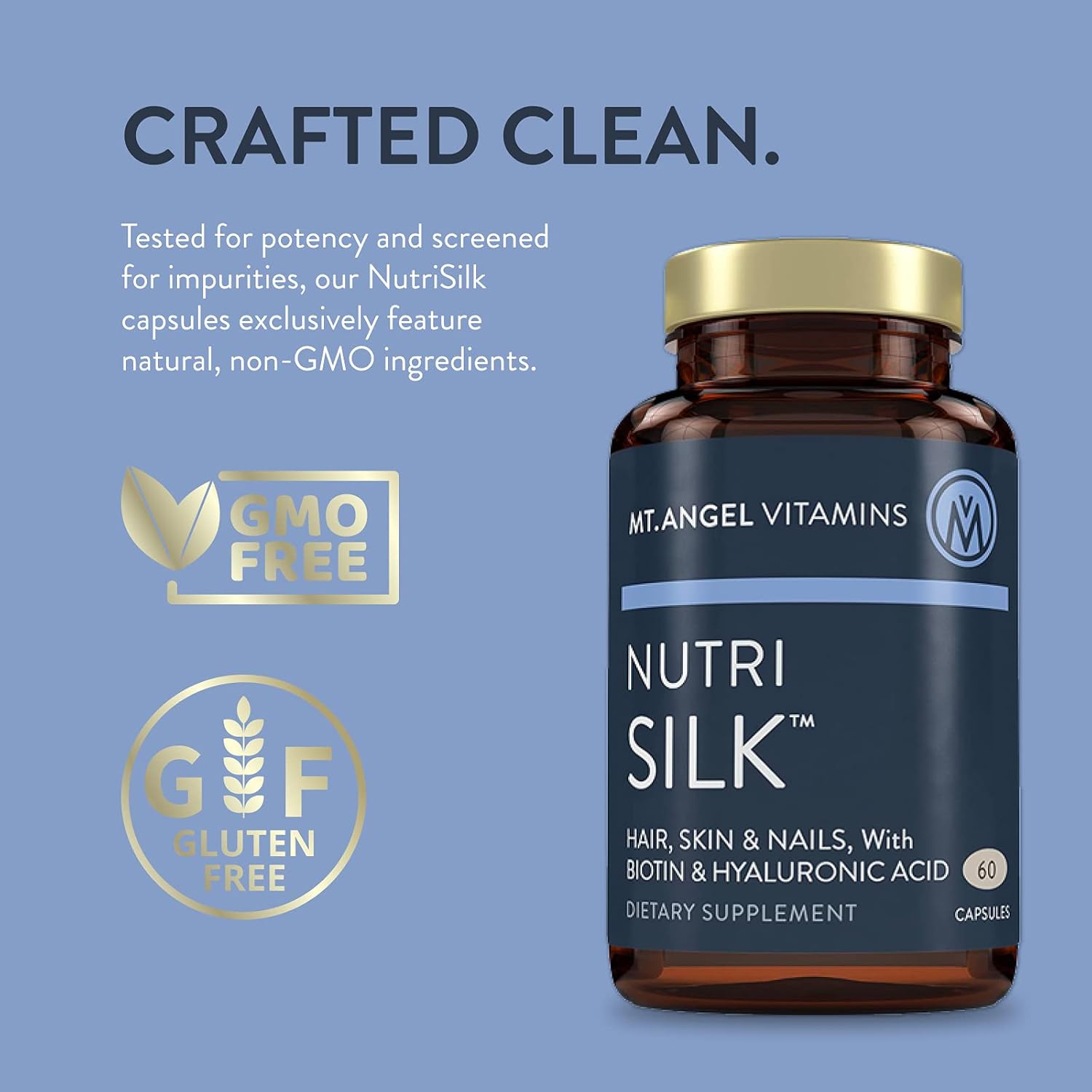 NutriSilk Capsules by Mt. Angel Vitamins: Enhances Hair & Skin Health, Boosts Collagen, 60 B Vitamin Capsules