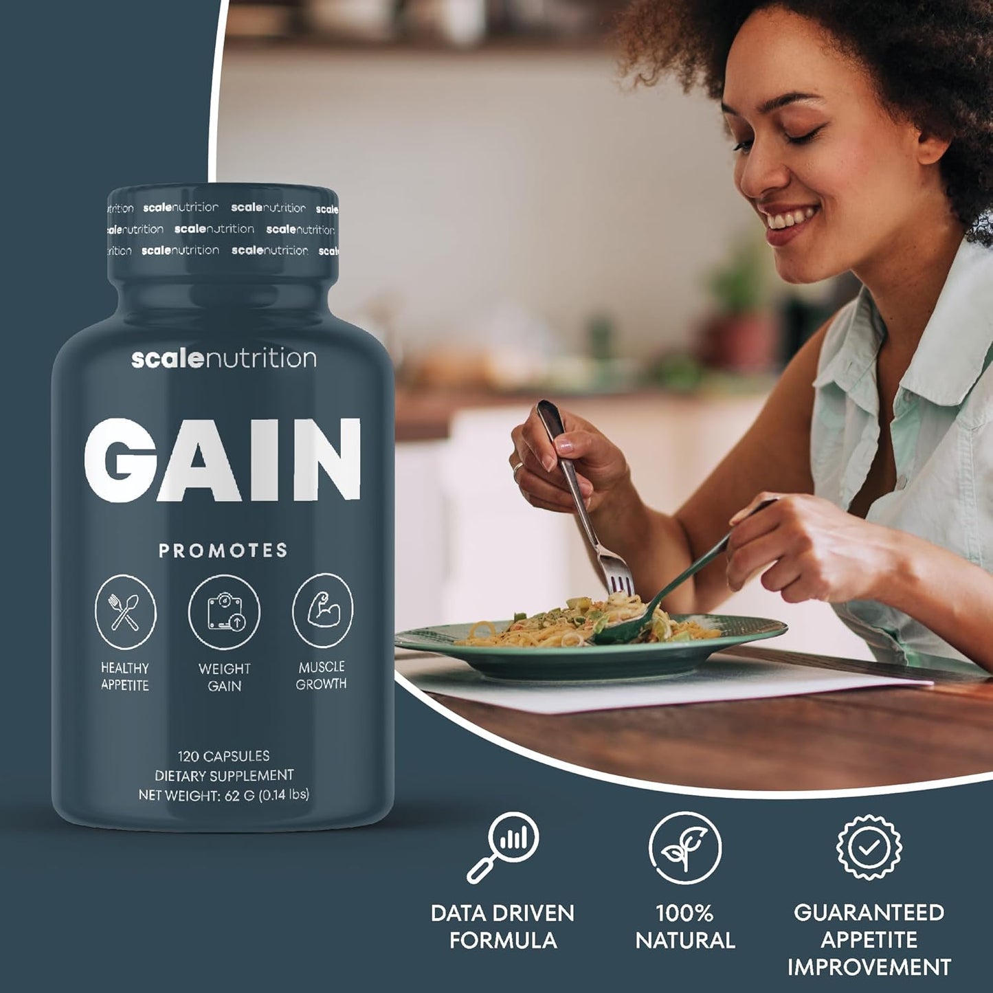 Nutrition Boost Pills for Appetite, Muscle Growth, Weight Gain & Digestion Support - Men & Women, Creatine & Herb Supplement