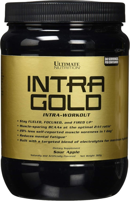 Nutrition Intra Gold Workout Energy Supplement with Electrolytes, Carnitine, Ornithine, and Aspartate - 30 Servings, Sour Apple Flavor