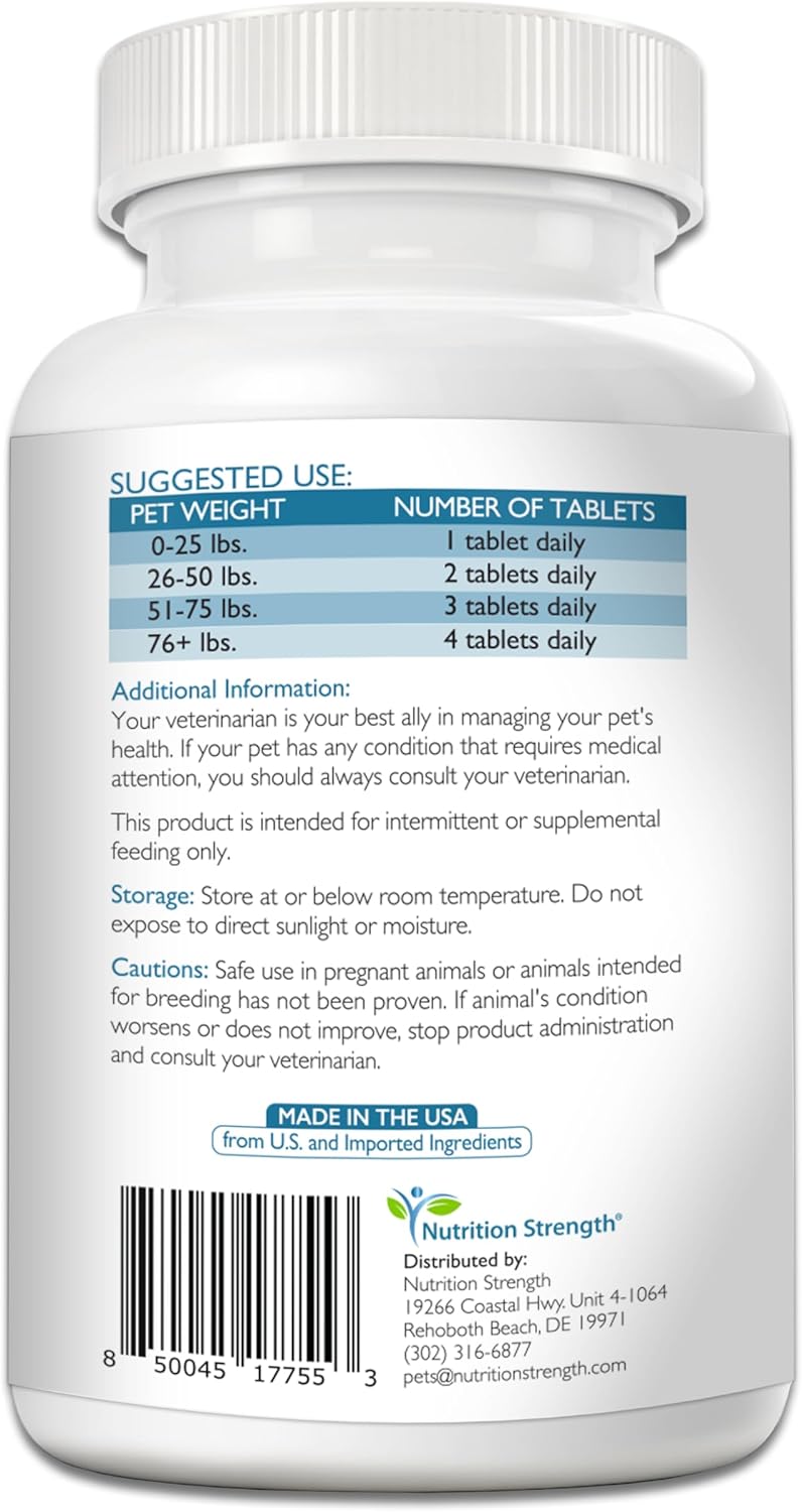 Nutrition Strength 15-in-1 Mushroom Supplements for Dogs - Turkey Tail, Lion's Mane, Reishi, Shiitake, Cordyceps, Chaga, Maitake, and More - 90 Tablets