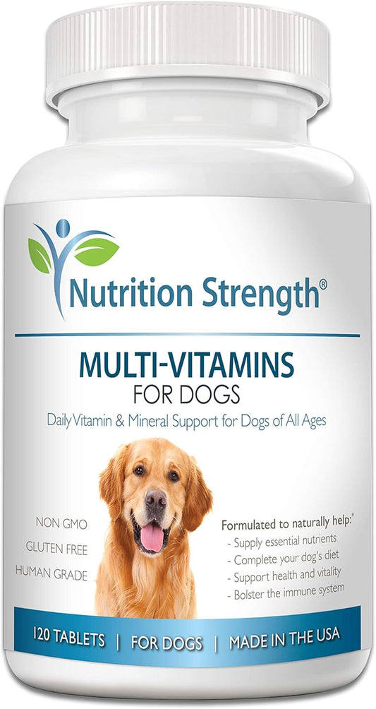 Nutrition Strength Dog Multivitamins: Daily Vitamin & Mineral Support, 120 Chewable Tablets, Immune Health Boost