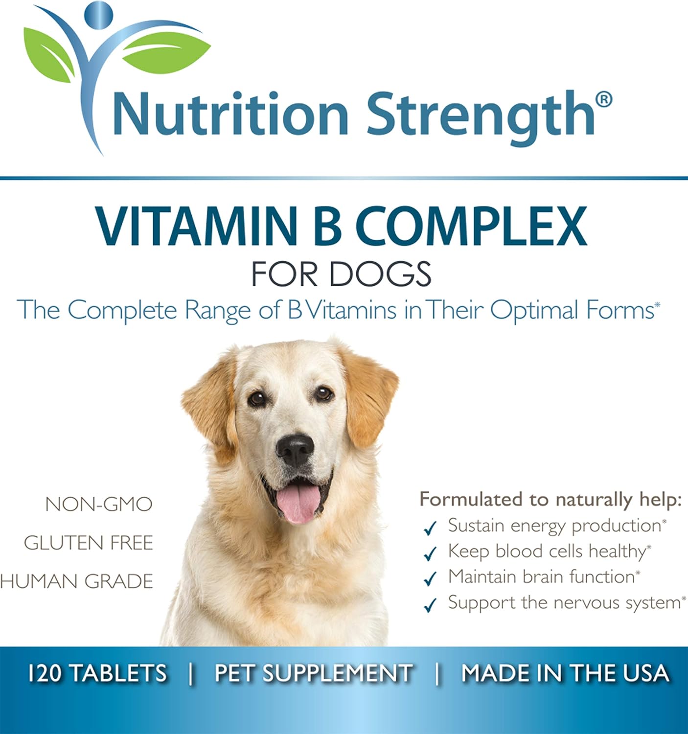 Nutrition Strength Dog Vitamin B Complex, Supports Blood Cell & Nervous System Health, Boosts Energy & Brain Function, 120 Chewable Tablets