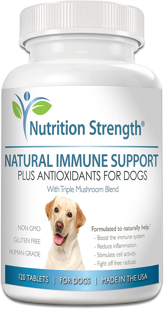 Nutrition Strength Immune Support & Antioxidant Mushrooms for Dogs with Coenzyme Q10 - 120 Chewable Tablets