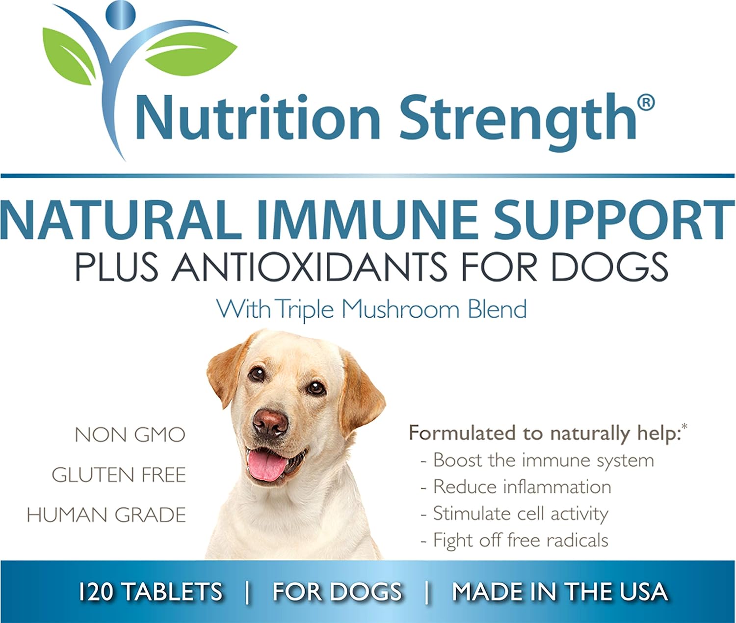 Nutrition Strength Immune Support & Antioxidant Mushrooms for Dogs with Coenzyme Q10 - 120 Chewable Tablets