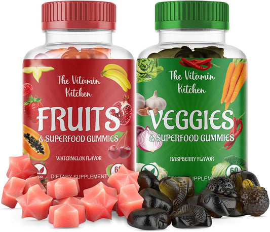Nutritious Fruit and Veggies Gummies Supplement for Adults - Made in USA - Non-GMO - Gluten-Free - 120 Count - The Vitamin Kitchen