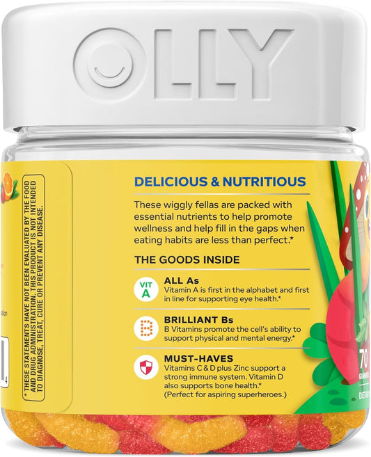Nutritious Kids Multivitamin Gummy Worms for Immune Support, Vitamins A, C, D, E, Bs, Zinc, Chewable Sour Fruit Punch, 2-Pack of 70 Count, 45 Days Supply