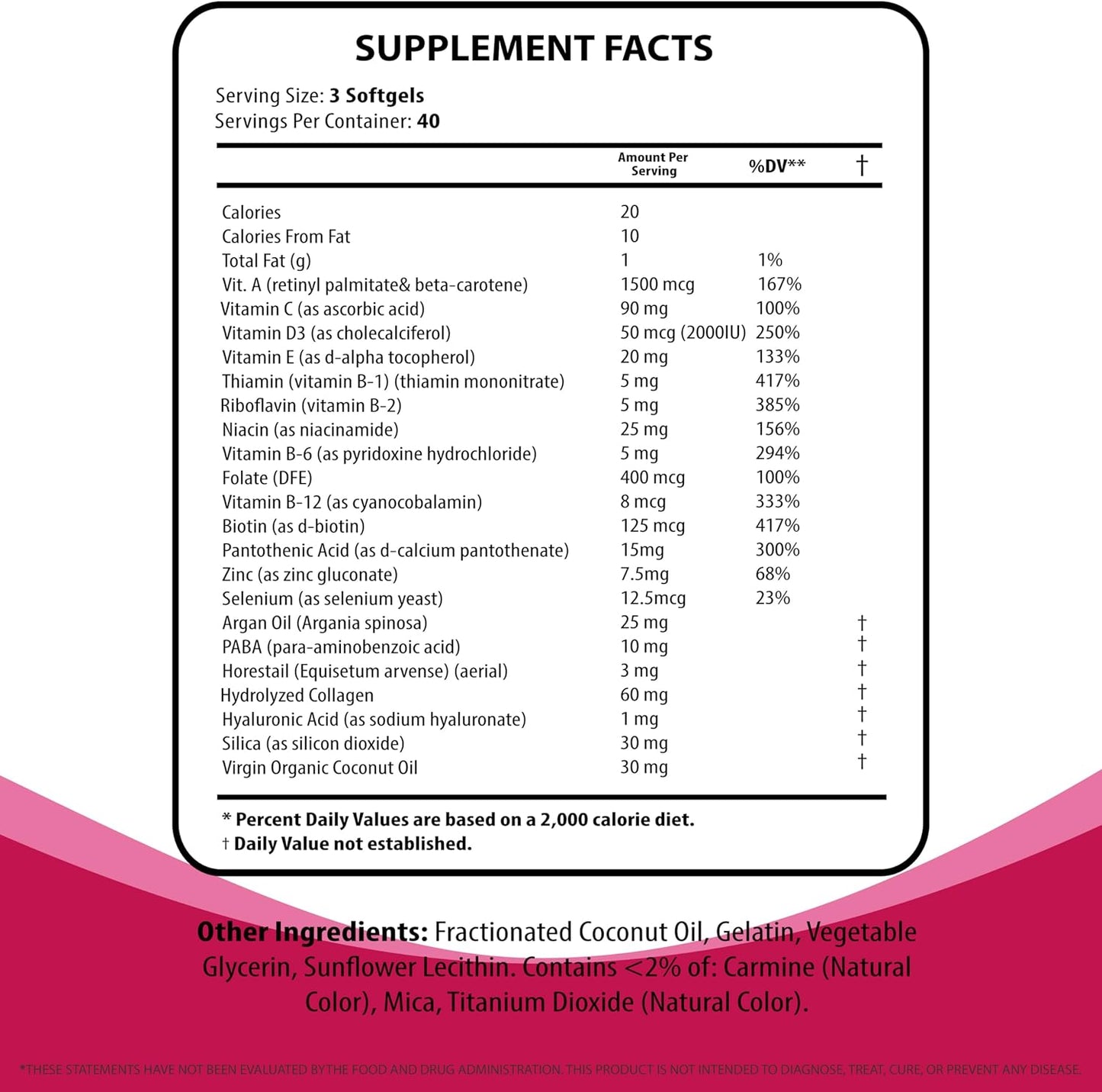 Nutritunes Hair, Skin, & Nails Multivitamins with Biotin, Folate, Vitamin C, D3, E B-6 & B-12 - Supports Nail, Skin, & Hair Health - Non-GMO, GMP-Certified (120 Softgel Capsules)