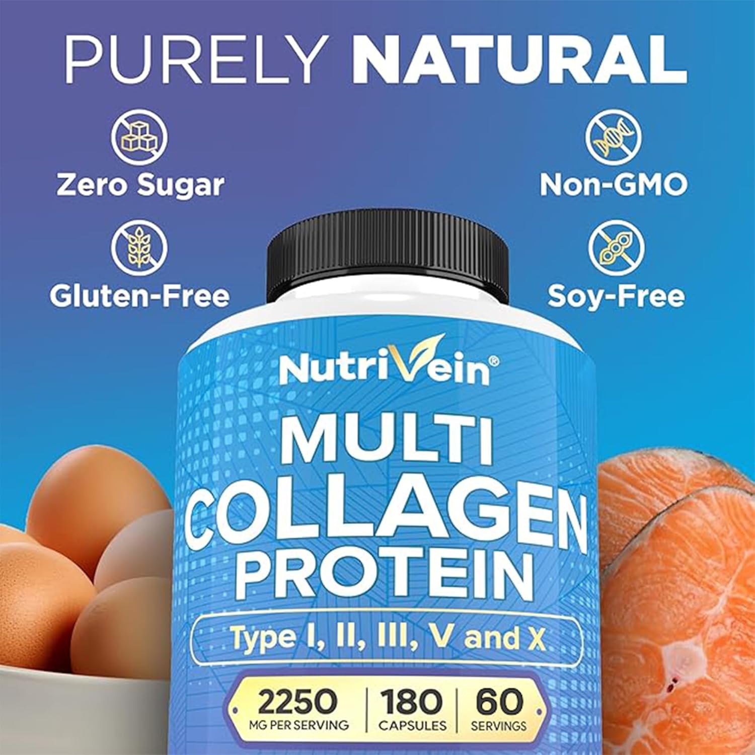 Nutrivein Premium Multi Collagen & Ashwagandha Bundle: High-Absorption Root & Peptides Capsules