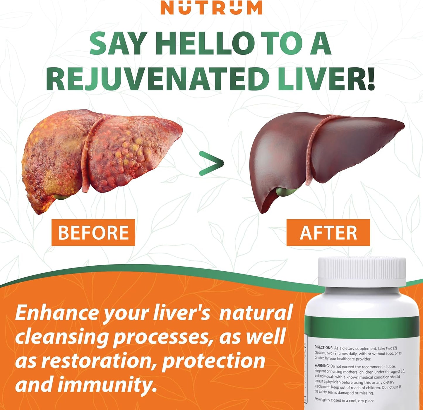 Nutrum Liver Cleanse Supplement: Vegan Formula with Vitamin C and Milk Thistle for Liver Health and Detox Support - 60 Capsules