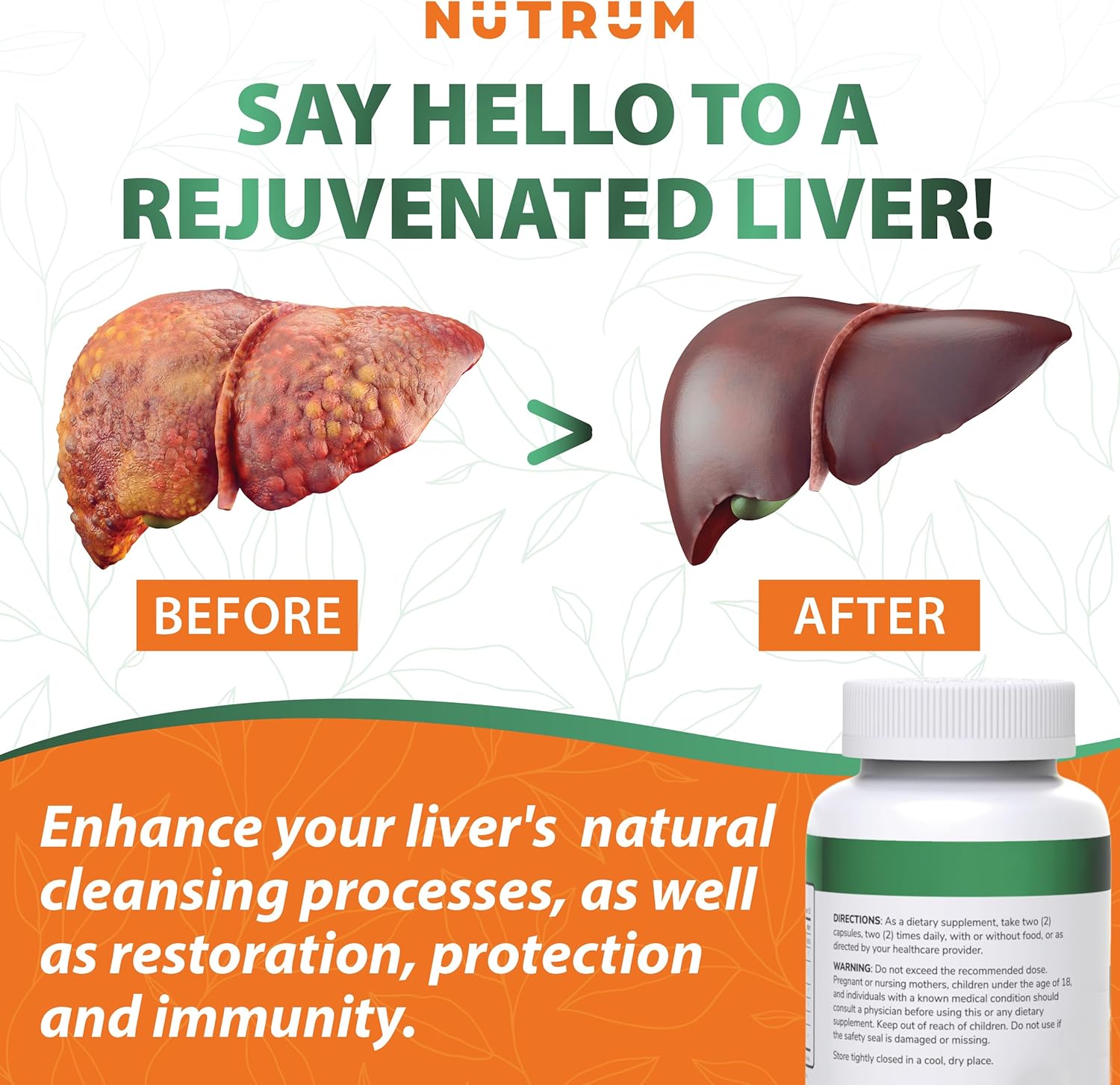 Nutrum Liver Cleanse Supplement: Vegan Formula with Vitamin C and Milk Thistle for Liver Health and Detox Support - 60 Capsules