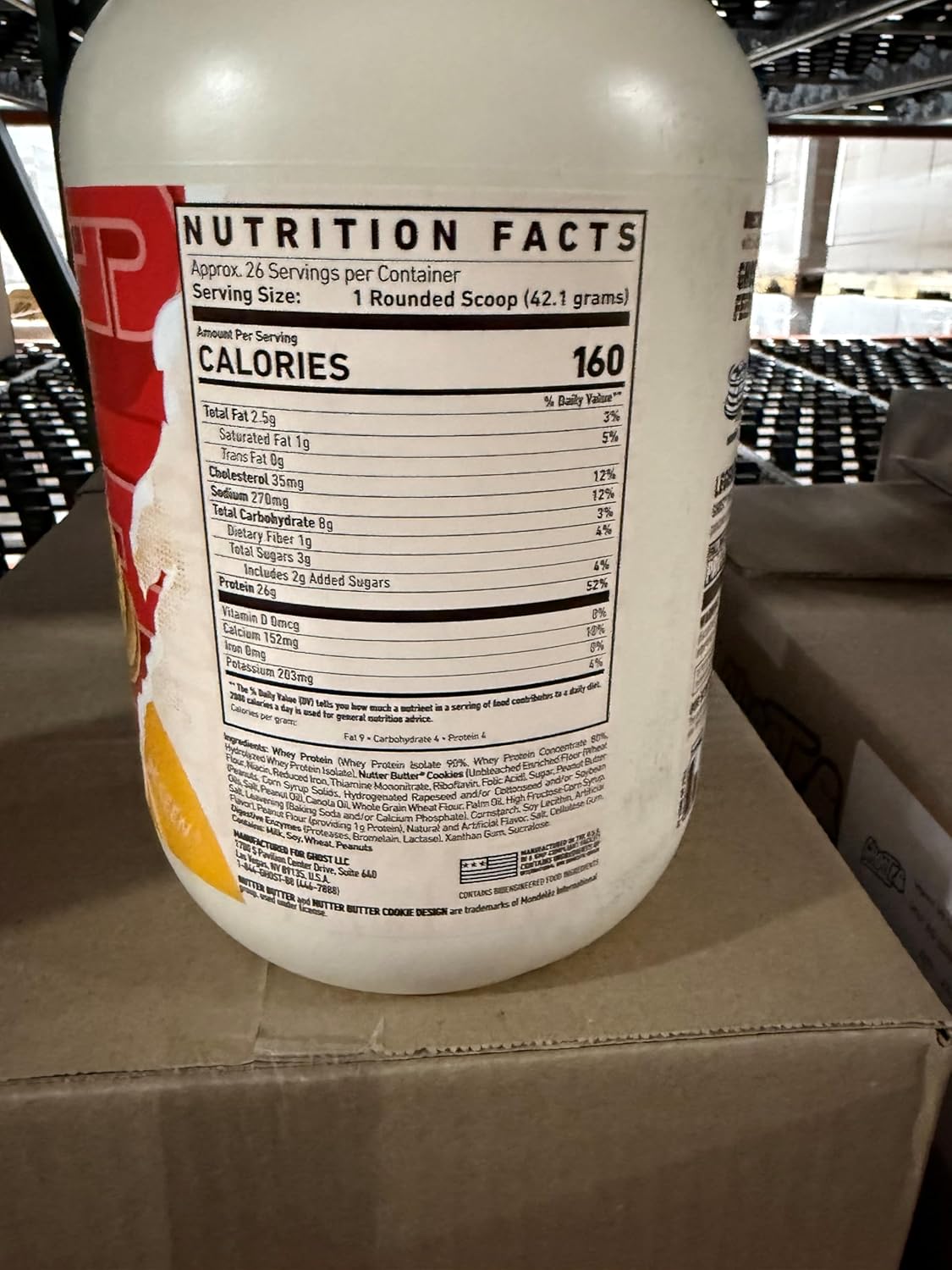 Nutter Butter Flavored GHOST Whey Protein Powder - 2.4LB Tub with 26G Protein - Peanut Butter Cookie Blend