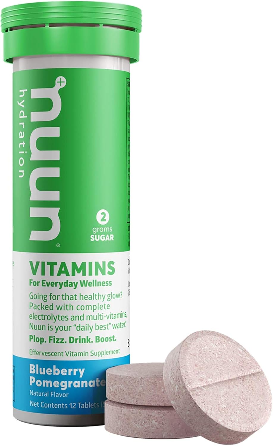 Nuun Electrolyte Tablets Blueberry Pomegranate - Hydration Vitamins with 5 Essential Electrolytes & Vitamins A, B6, C, D, E - Magnesium - Vegan & Non-GMO - 8 Pack (96 Servings)