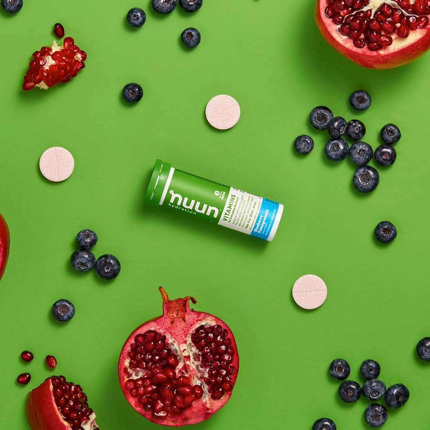 Nuun Electrolyte Tablets Blueberry Pomegranate - Hydration Vitamins with 5 Essential Electrolytes & Vitamins A, B6, C, D, E - Magnesium - Vegan & Non-GMO - 8 Pack (96 Servings)