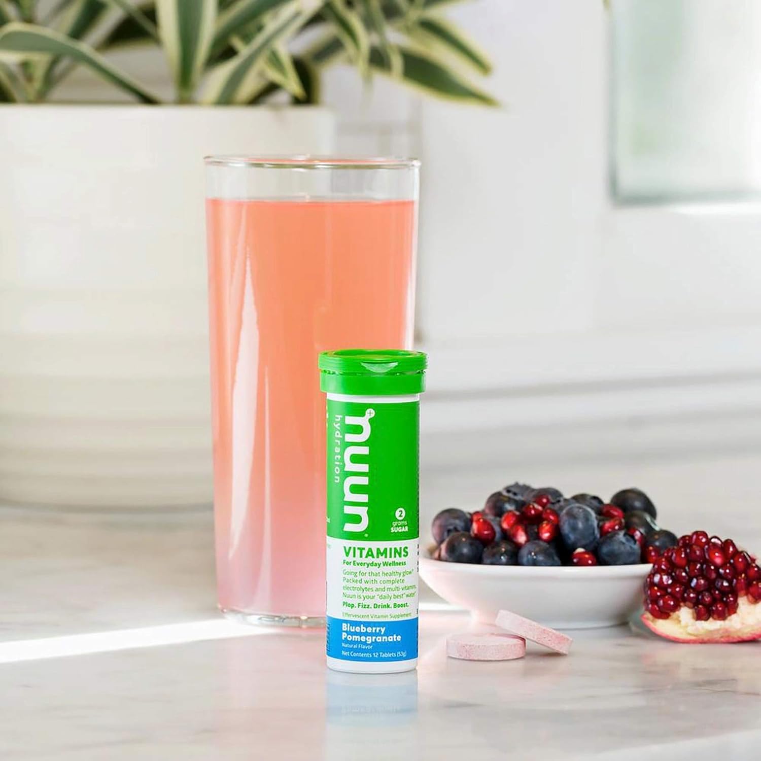Nuun Electrolyte Tablets Blueberry Pomegranate - Hydration Vitamins with 5 Essential Electrolytes & Vitamins A, B6, C, D, E - Magnesium - Vegan & Non-GMO - 8 Pack (96 Servings)