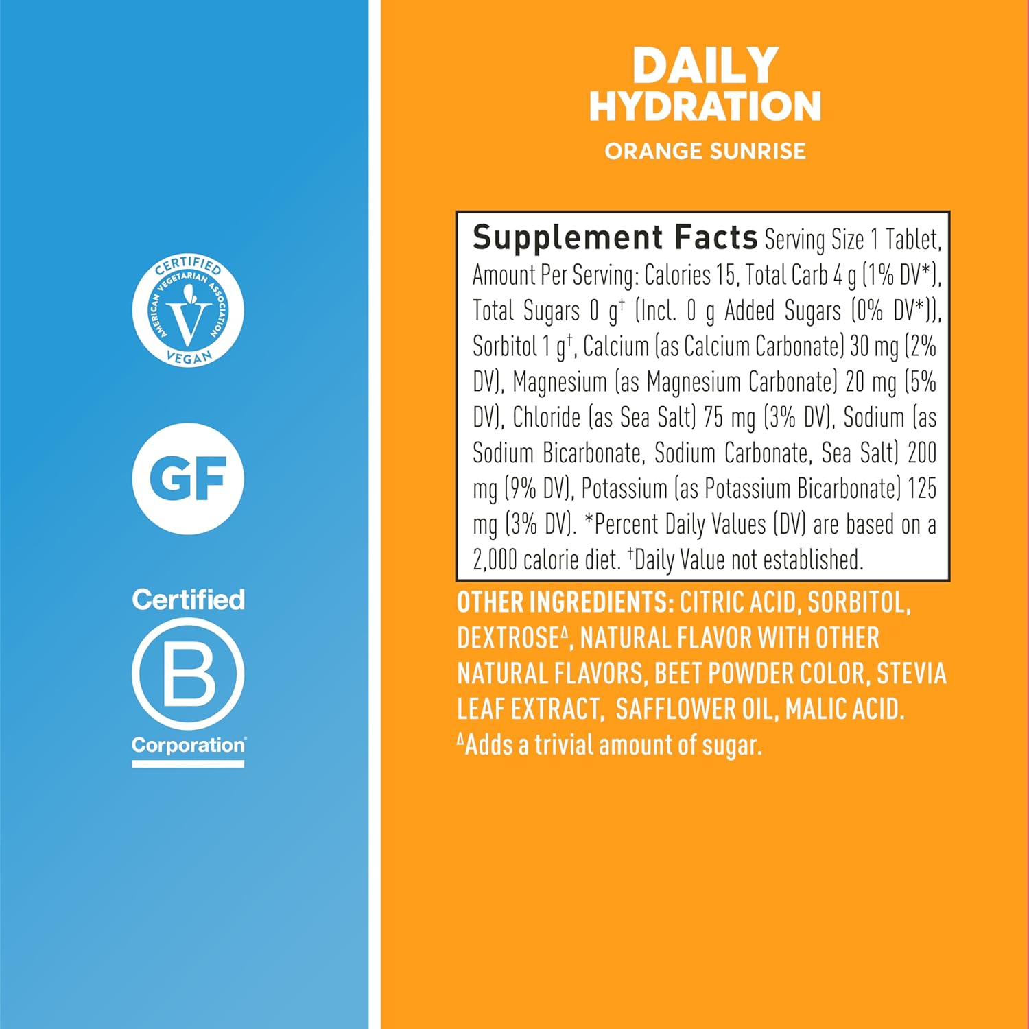 Nuun Hydration Daily Electrolyte Tablets, Orange Sunrise Flavor, Sugar-Free, 5 Essential Electrolytes, Vegan & Gluten-Free, 8 Pack
