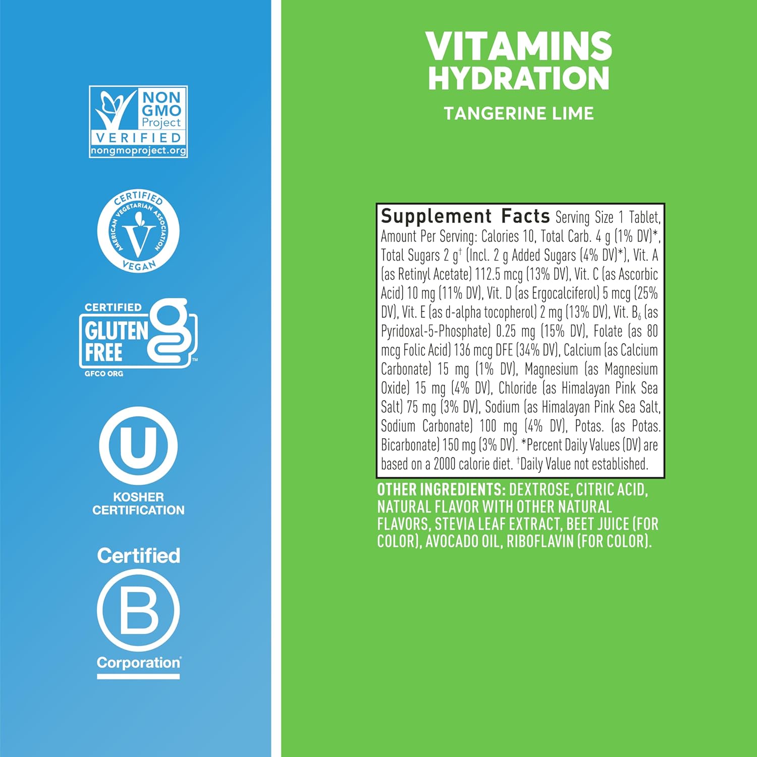 Nuun Hydration Vitamins Electrolyte Tablets, Tangerine Lime Flavor, 8 Pack (96 Servings) - Vegan, Non-GMO, with 5 Essential Electrolytes + Vitamins A, B6, C, D, E & Magnesium