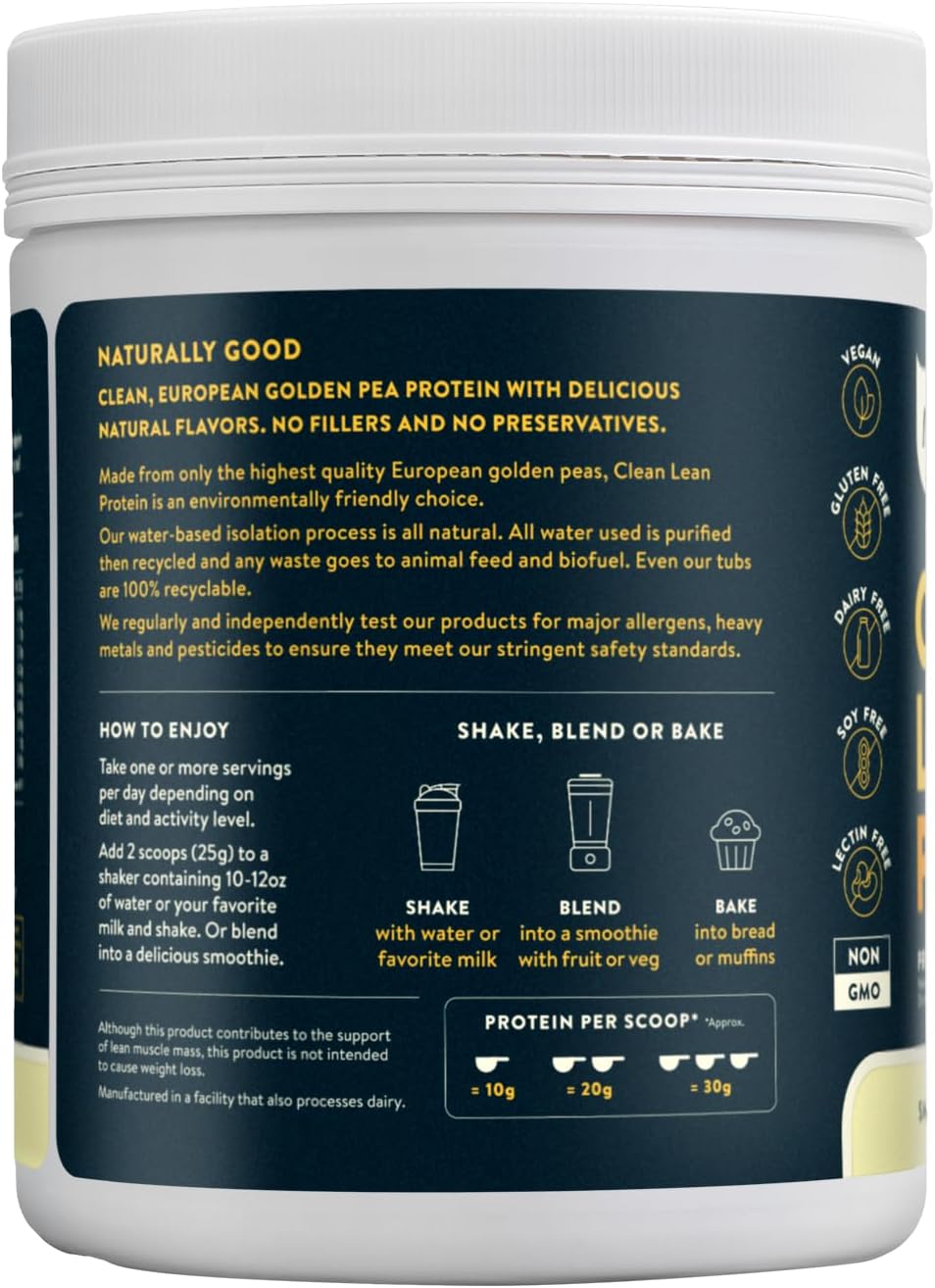 Nuzest Clean Lean Protein Powder - Premium Vegan Plant Based, Dairy Free, Gluten Free, GMO Free, Vanilla Flavor, 20 Servings, 1.1 lb