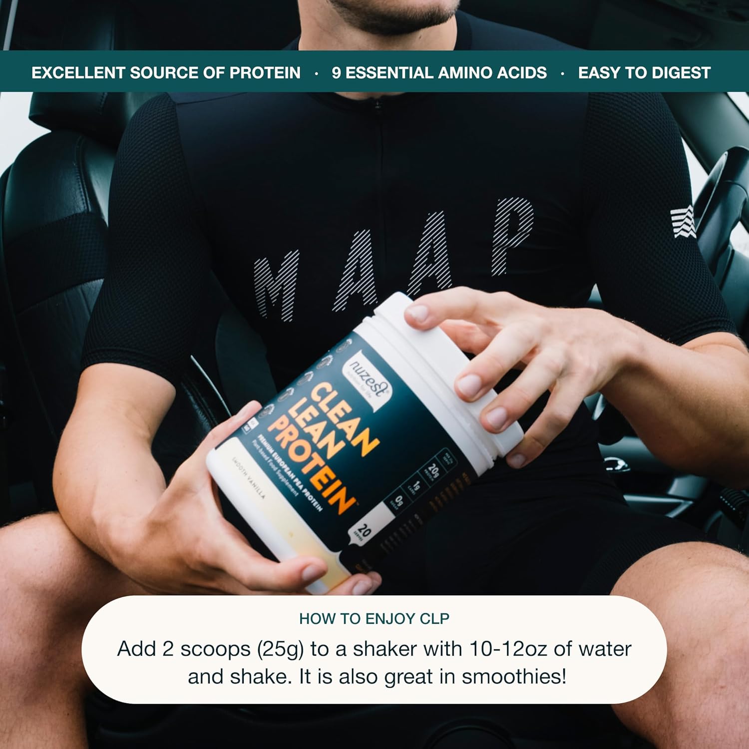 Nuzest Clean Lean Protein Powder - Premium Vegan Plant Based, Dairy Free, Gluten Free, GMO Free, Vanilla Flavor, 20 Servings, 1.1 lb