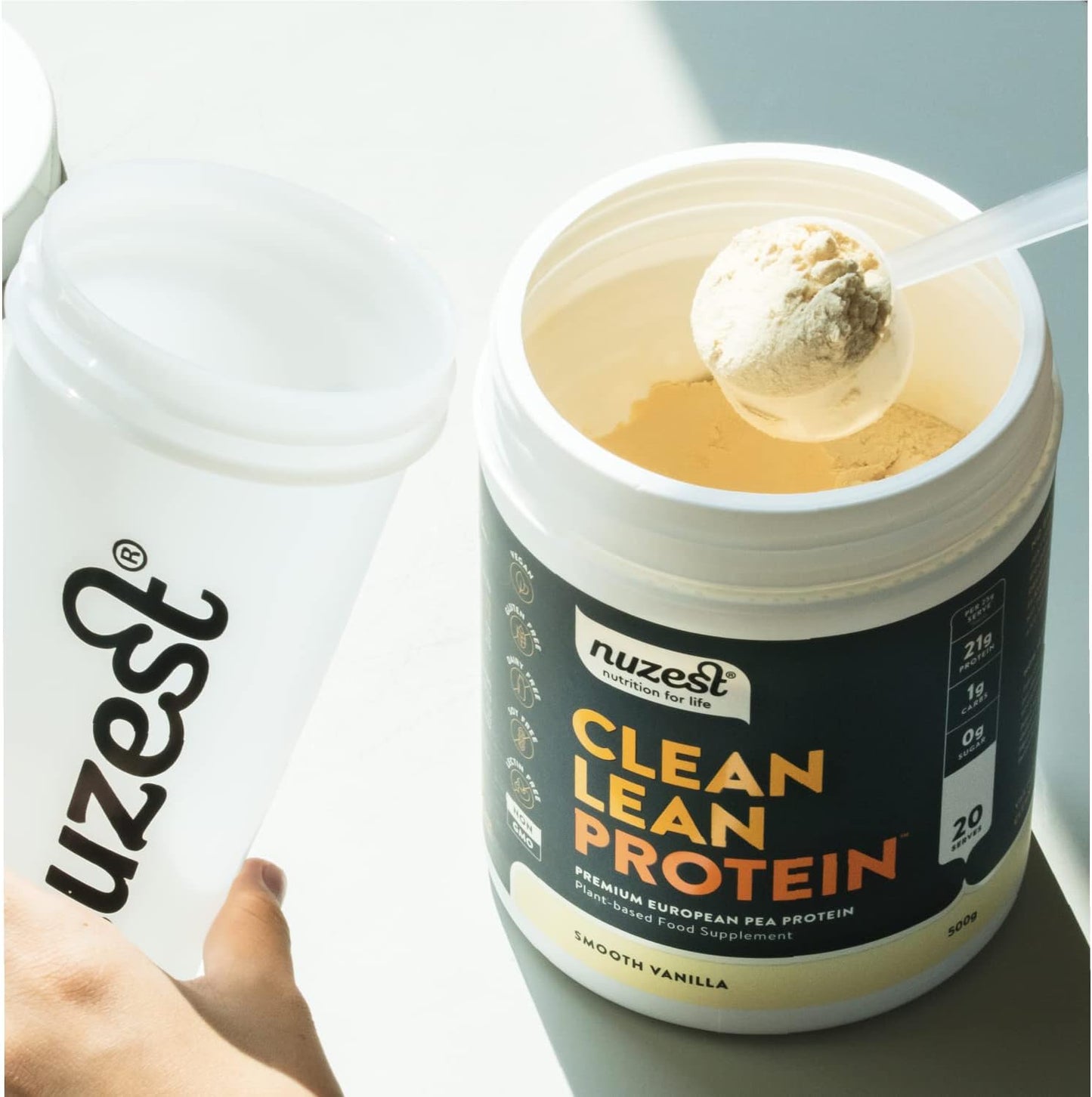 Nuzest Clean Lean Protein Powder - Premium Vegan Plant Based, Dairy Free, Gluten Free, GMO Free, Vanilla Flavor, 20 Servings, 1.1 lb