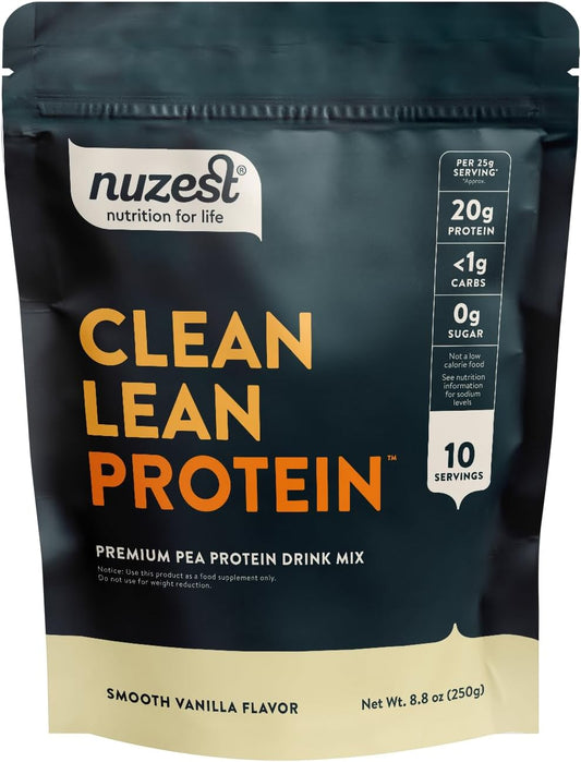 Nuzest Clean Lean Protein Powder - Vegan Pea Protein Shake, Plant Based, Dairy/Gluten/GMO Free Vanilla - 8.8 oz