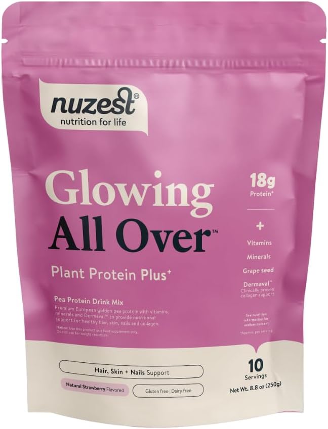 Nuzest Protein Plus Strawberry Powder for Healthy Hair, Skin, and Nails - 8.8oz (10 Servings)