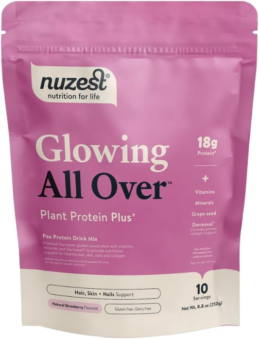 Nuzest Protein Plus Strawberry Powder for Healthy Hair, Skin, and Nails - 8.8oz (10 Servings)