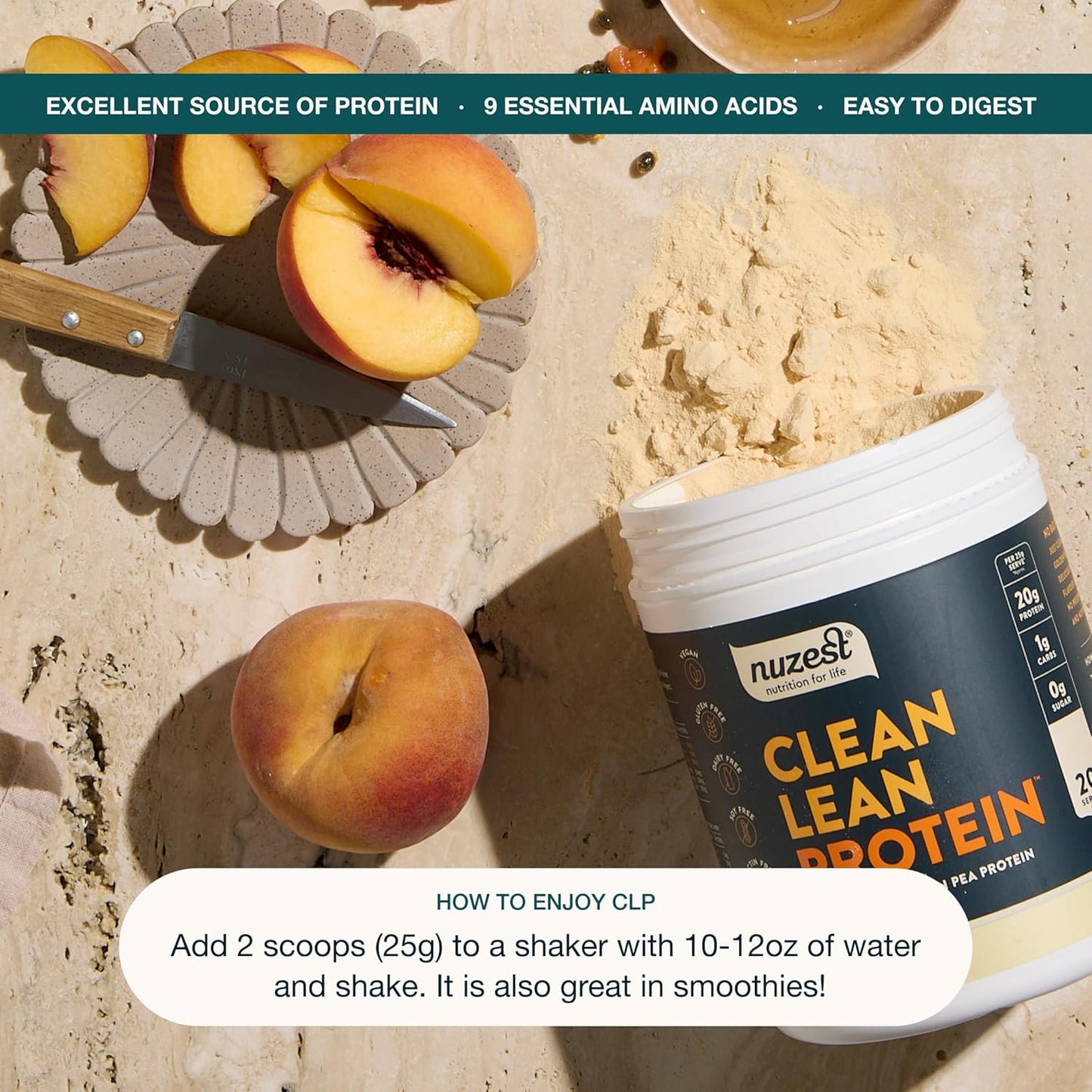 Nuzest Real Coffee Pea Protein Powder - Premium Vegan Plant Based Protein Shake, Dairy Gluten GMO Free - 20 Servings 1.1 lb