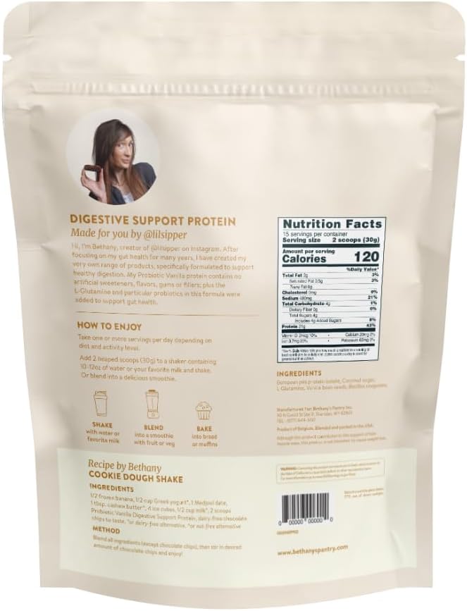 Nuzest Vegan Pea Protein Powder with Probiotics for Digestive Health - Plant Based Protein Supplement - Vanilla Flavor - 20 Servings, 1lb