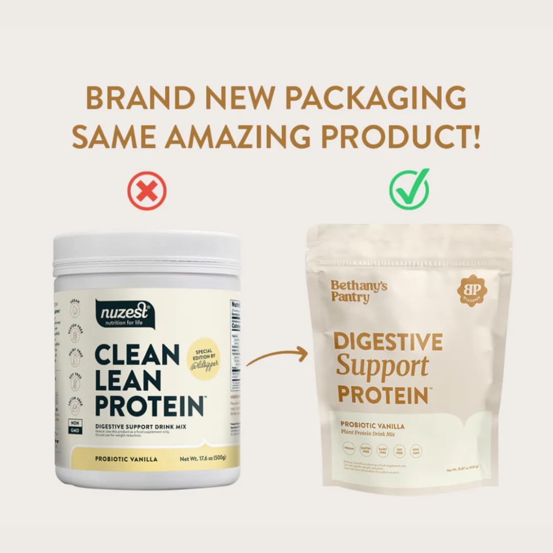 Nuzest Vegan Pea Protein Powder with Probiotics for Digestive Health - Plant Based Protein Supplement - Vanilla Flavor - 20 Servings, 1lb