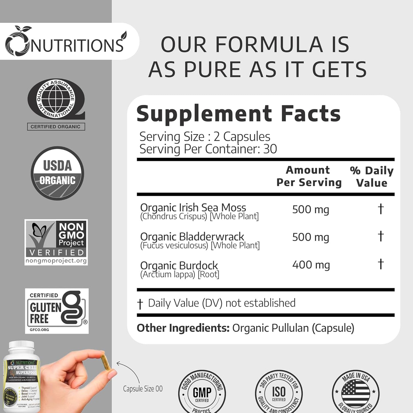 O NUTRITIONS Health Trio: Vitamin B Complex Gummies, Sea Moss Gummies, & Super Cell Capsules