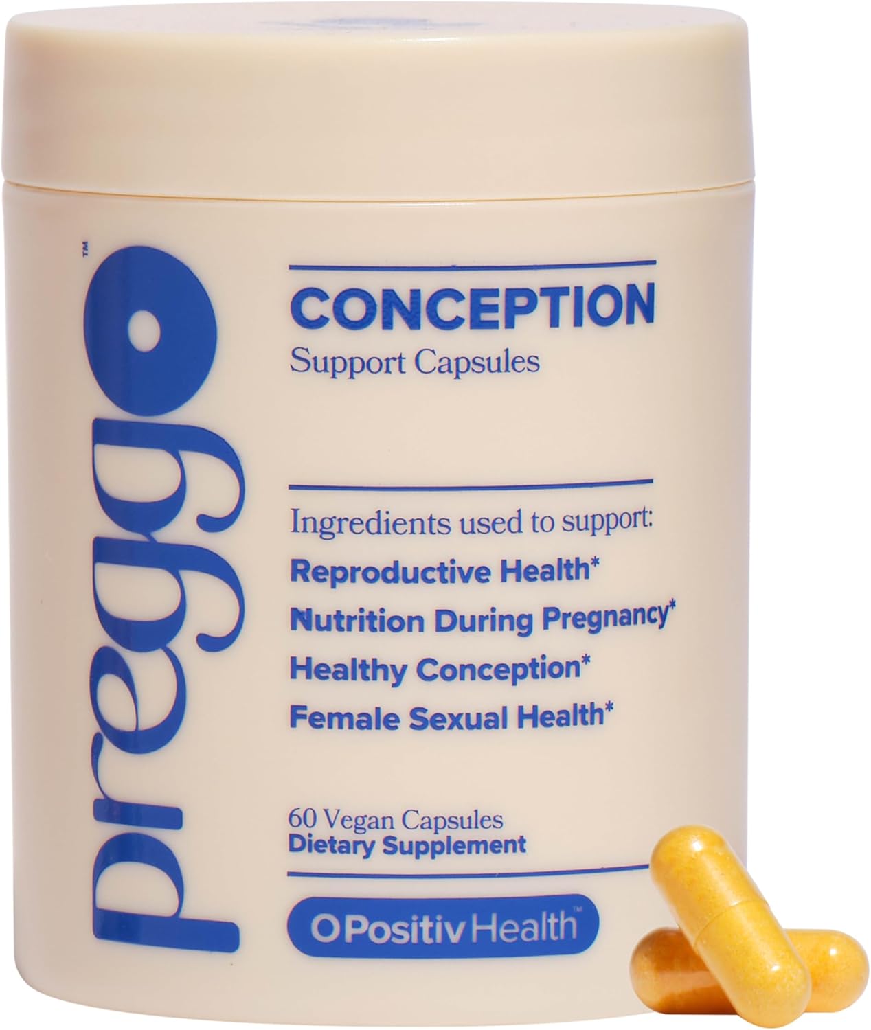 O Positiv PREGGO Conception Support Capsules - OBGYN-Formulated Pre Prenatal Vitamins - CoQ10, N-Acetyl Cysteine - Female Sexual Health, 60 Count