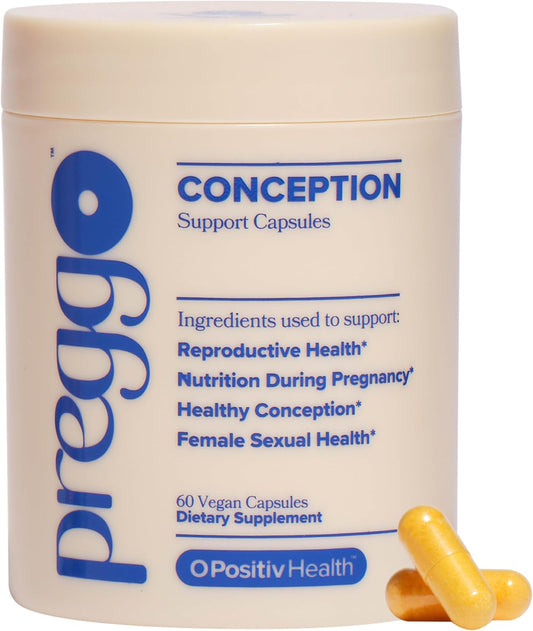 O Positiv PREGGO Conception Support Capsules - OBGYN-Formulated Pre Prenatal Vitamins - CoQ10, N-Acetyl Cysteine - Female Sexual Health, 60 Count