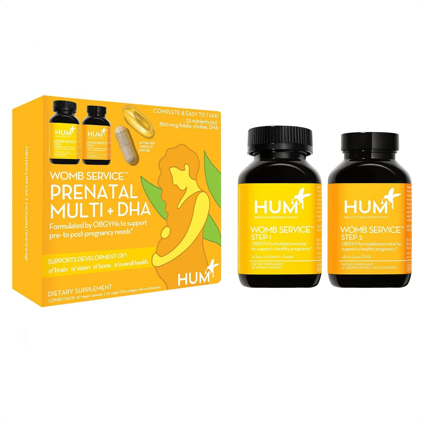 OBGYN Formulated Vegan Prenatal & Postnatal Vitamins Combo Pack with Choline for Clean Pre-to-Post Pregnancy Support