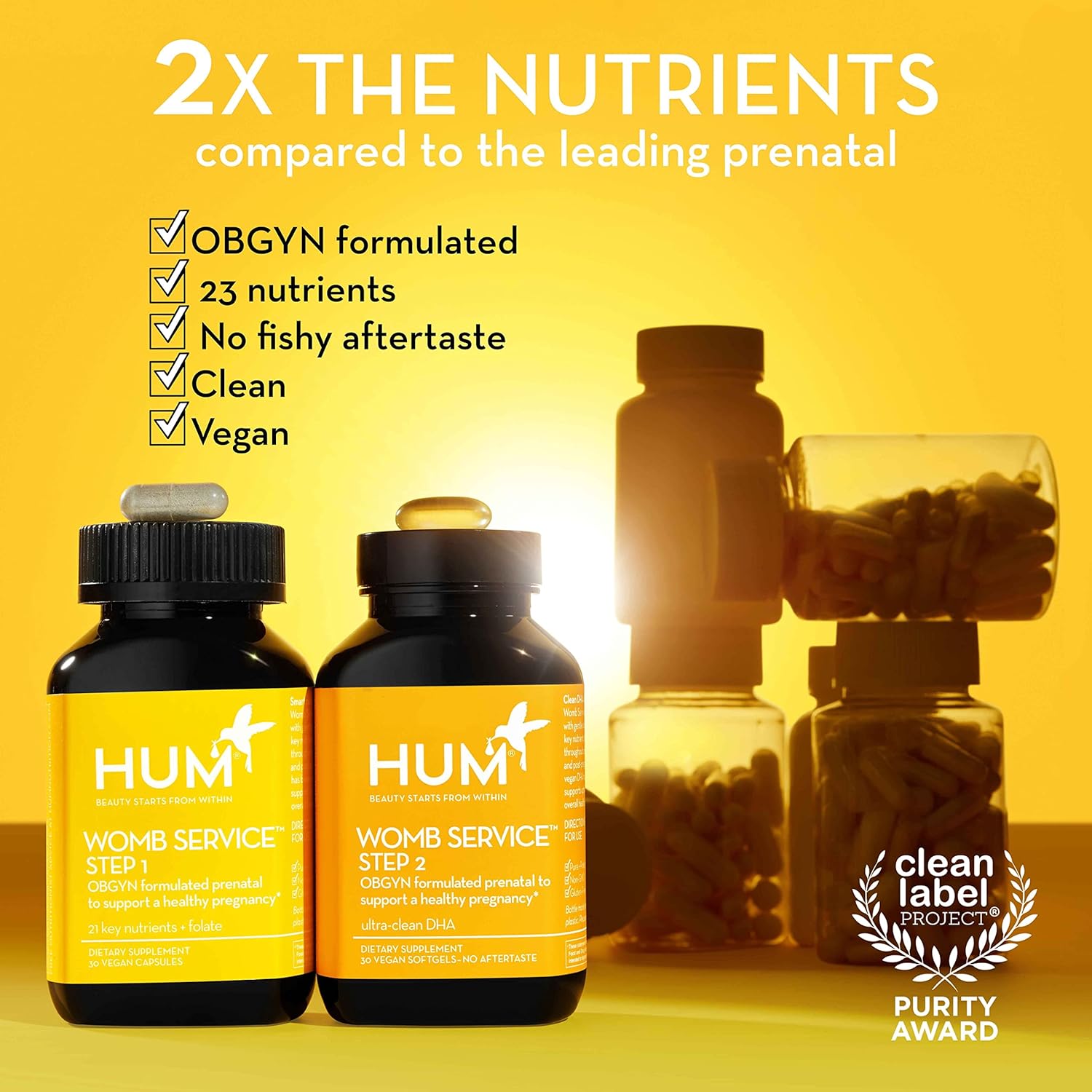 OBGYN Formulated Vegan Prenatal & Postnatal Vitamins Combo Pack with Choline for Clean Pre-to-Post Pregnancy Support
