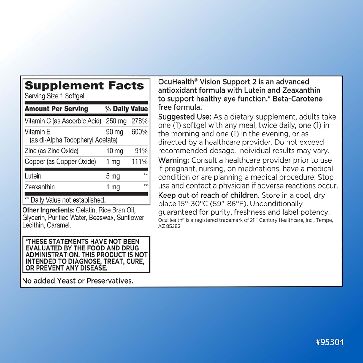 Ocuhealth Eye Health Vision Support Supplement Softgels - 120 Count Bottle