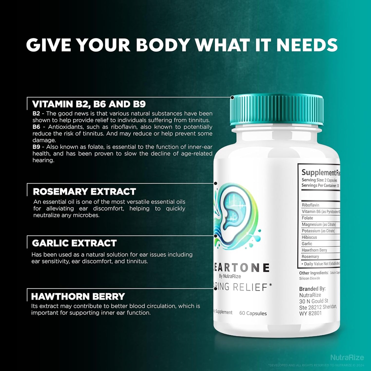 Official Auditory Support Capsules (300 Capsules) for ClearTone Tinnitus Relief and Overall Ear Health - NutraRize ClearTones Review