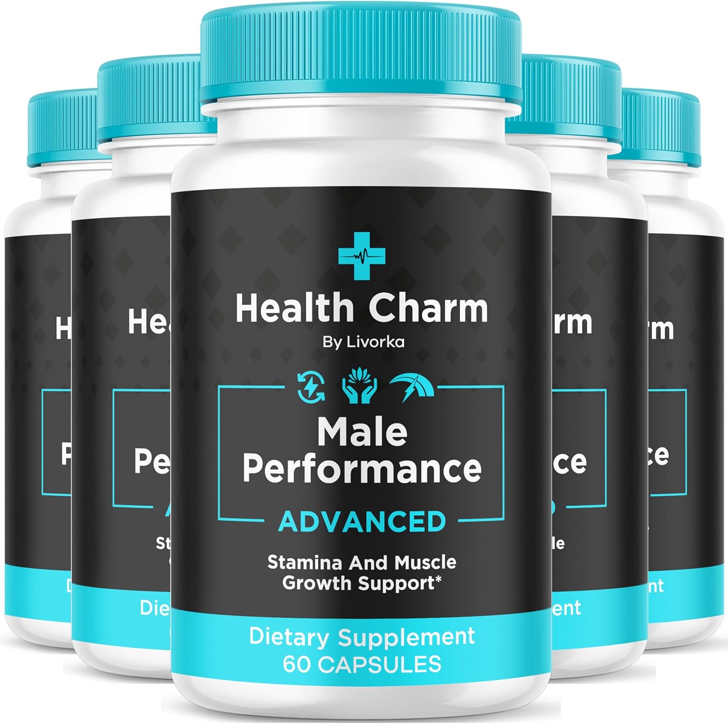 Official Health Charm for Men Capsules - 5 Pack of All Natural Health Supplement Support, 300 Capsules for 5 Months